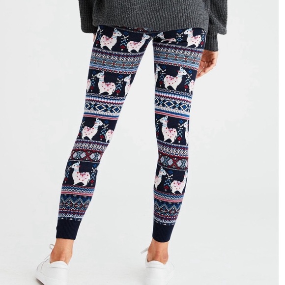 American Eagle Outfitters Pants - American Eagle Outfitters Fair Isle Llama Sweater Leggings